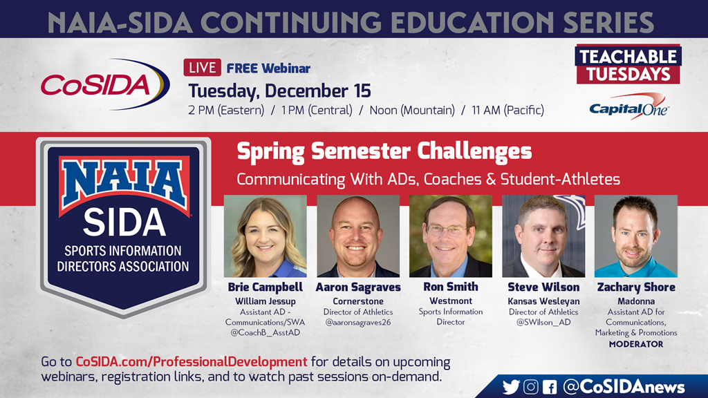 Join Us! Live Webinar – NAIA-SIDA Series: Spring Semester Challenges - Communicating With ADs, Coaches and Student-Athletes
